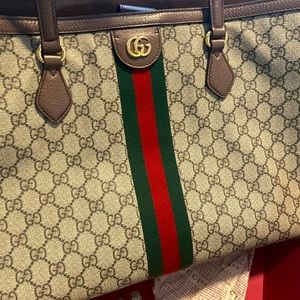 Authentic tote bag …excellent condition,medium tote bag with red and green web